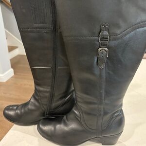 Clarks Ingalls Vicky Wide Shaft, Black Leather, Western Riding Boots. WMS 10W